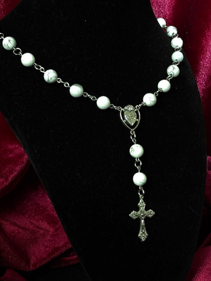Garbo Rosary Necklace (White)